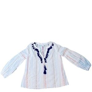 Belle Vere Anthropologie Peasant Shimmer Metallic Striped Top | Size Small